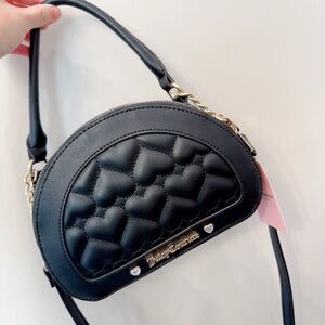 NWT JUICY COUTURE Dome Crossbody Black Purse Flying Solo Quilted Heart Bag